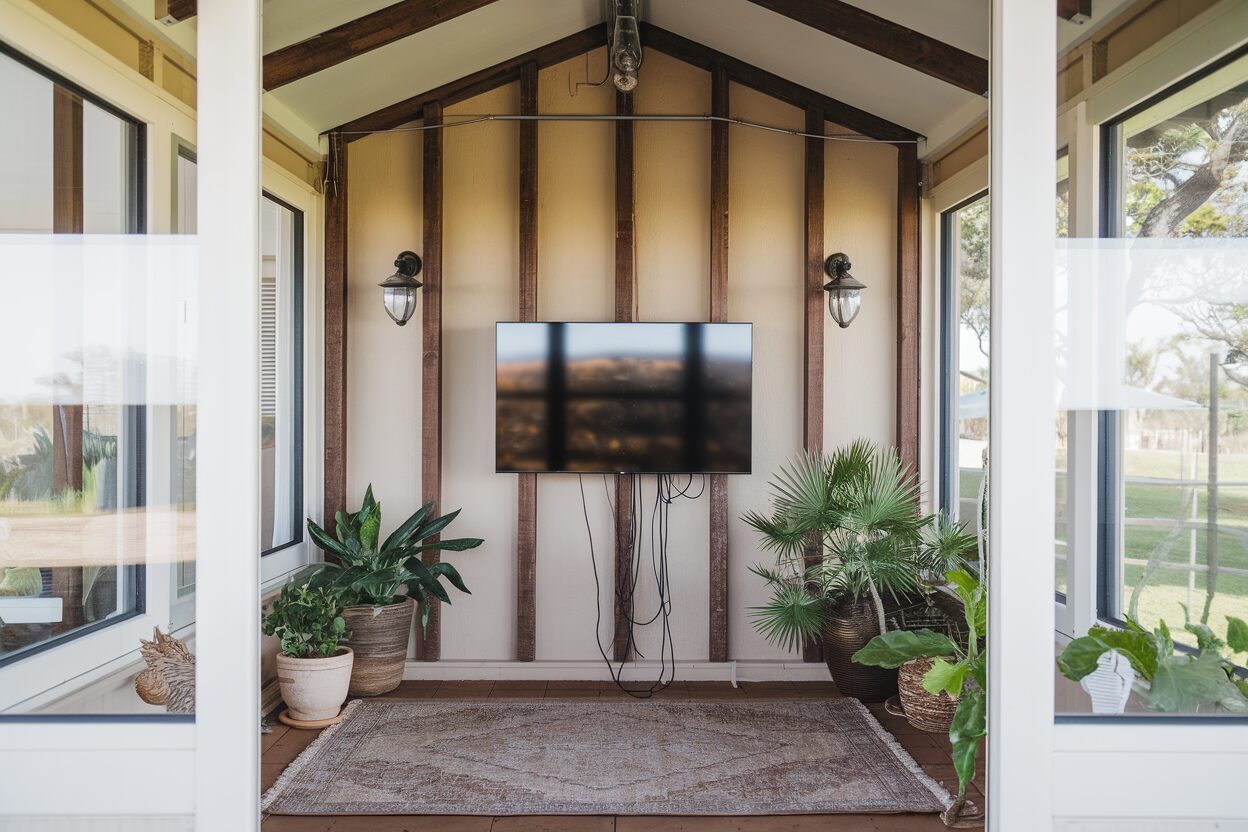 TV wall mounting with hidden cables